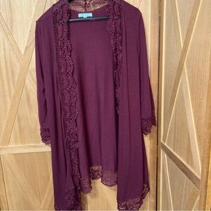 She + Sky Burgundy Knit Cardigan Medium
